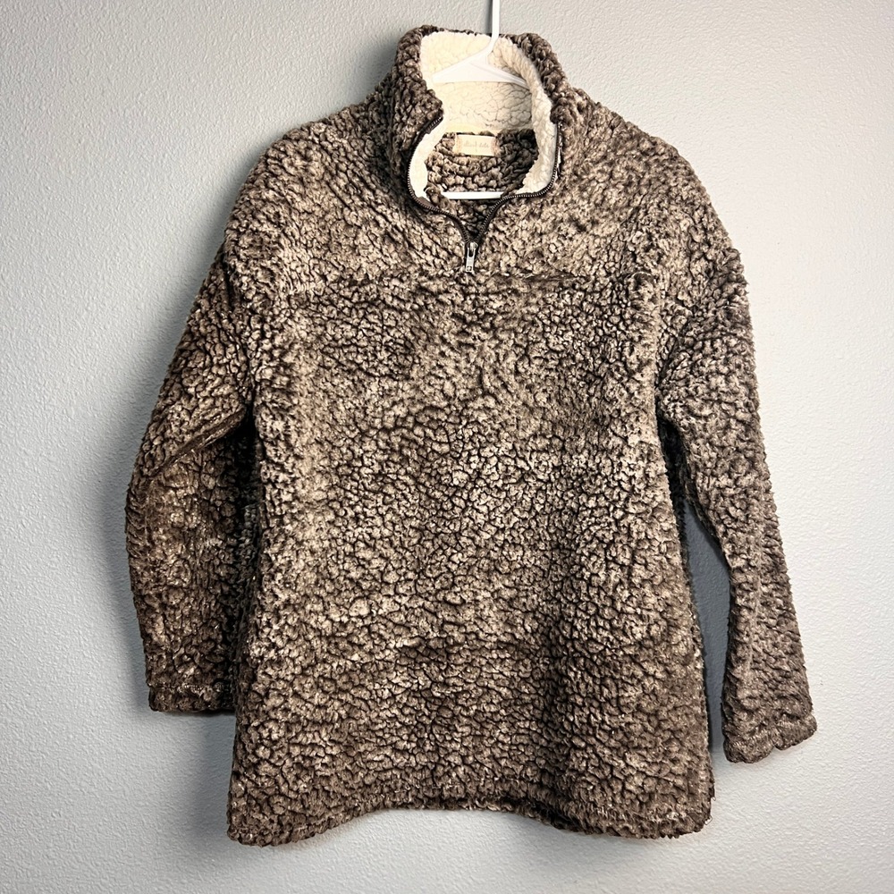 Altar'd State‎ Brown Sherpa Quarter Zip Pullover Fleece Jacket Small Cozy Soft